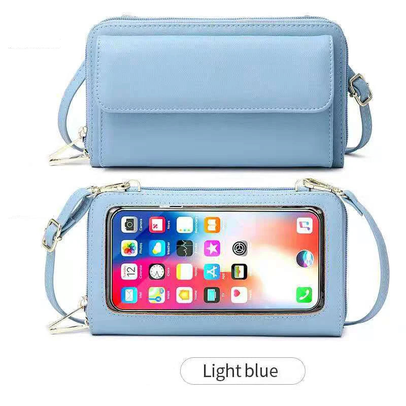 Women Touch Screen Thin Shoulder Strap Bag Cell Phone Small Pouch Rfid Smart Lon