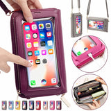 Women Touch Screen Wristlet Small Wallet Purse Crossbody Phone Bag