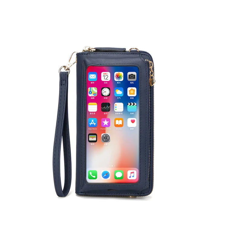 Women Touch Screen Wristlet Handbag RFID Protection Small Wallet Purse