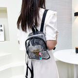 Women Transparent Backpack Love Print PVC Waterproof Clear Travel Shoulder