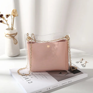 Women Transparent Bucket Bag PVC Jelly Small Shoulder Bag
