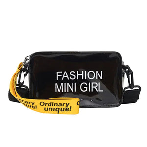 Women Transparent Cross-Body Pack, Letter Prints Bucket-Shape