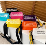 Women Transparent Cross-Body Pack, Letter Prints Bucket-Shape