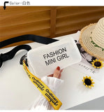 Women Transparent Cross-Body Pack, Letter Prints Bucket-Shape