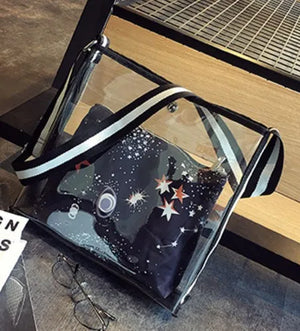 Women Clear Beach Bag Two in one High Shoulder Large Summer Bag