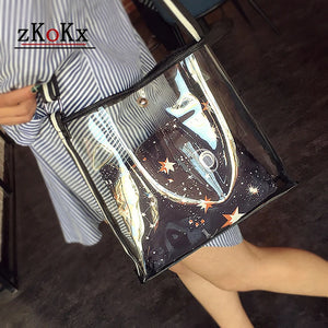 Women Clear Beach Bag Two in one High Shoulder Large Summer Bag