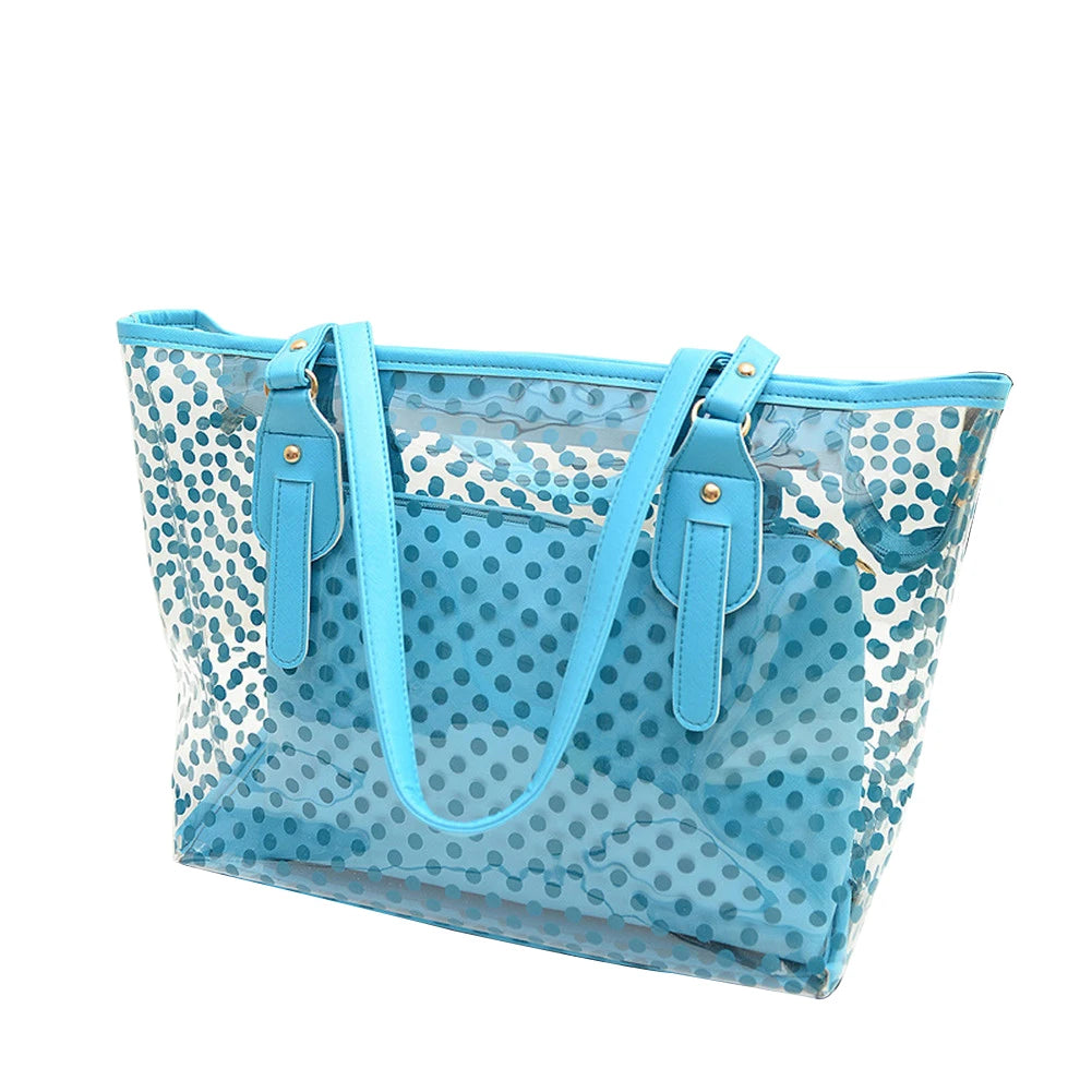 Women Transparent Handbag Candy Round Dot Compound Beach Shoulder Bag