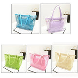 Women Transparent Handbag Candy Round Dot Decor Compound Beach Shoulder Bag