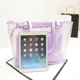 Women Transparent Handbag Candy Round Dot Decor Compound Beach Shoulder Bag