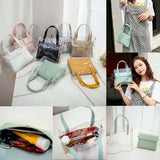 Women Transparent Handbag Shoulder Bag Clear Jelly Purse Clutch Plastic Tote