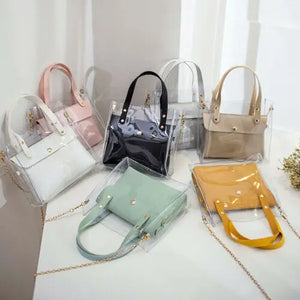 Women Transparent Handbag Shoulder Bag Clear Jelly Purse Clutch Plastic Tote
