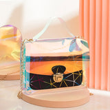 Women Transparent Jelly Diamond Lattice Cross Bag