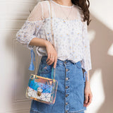 Women Transparent Jelly Diamond Lattice Cross Bag