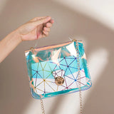 Women Transparent Jelly Diamond Lattice Cross Bag