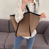 Women Mesh Shoulder Bag Large Capacity Beach Bag Travel Handbag