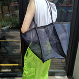 Women Mesh Shoulder Bag Large Capacity Beach Bag Travel Handbag