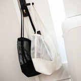 Women Mesh Splice Canvas Beach Bag Foldable Handbag Tote Eco Shopper