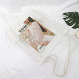 Women Mesh Splice Canvas Beach Bag Foldable Handbag Tote Eco Shopper