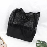 Women Mesh Splice Canvas Beach Bag Foldable Handbag Tote Eco Shopper