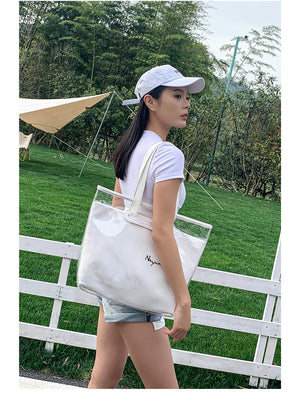 Women Transparent Shoulder Bag, 2 in 1 Handbag Purse