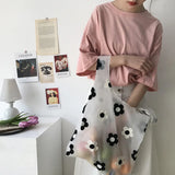 Women Transparent Tote Double Organza Yarn Cloth Bag Embroidery Flowers Handbag