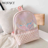 Women Travel Backpack Portable Girls Laser PU Leather Cartoon Fish Tail