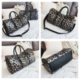Leopard PU Leather Large Capacity Women Travel Bag Shoulder Organizer