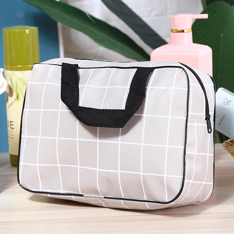 Women Travel Cosmetic Bag Grey Large Tote Neceser Hanging Bathroom Makeup Bags