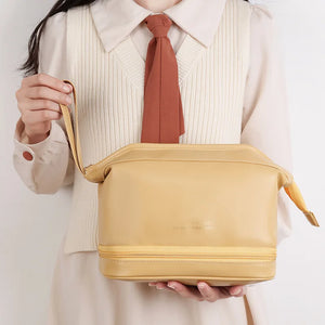 Women Travel Cosmetic Bag PU Leather Make Up Pouch