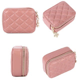 Women Travel Leather Lipstick Bag With Mirror Mini Portable Makeup Storage