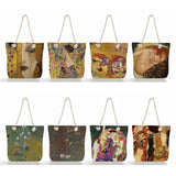 Women High Capacity Tote Pattern Shoulder Bag Abstract Oil Painting Handbag