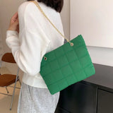 Women Lingge Shoulder Bag Down Cotton Padded Quilted Tote Chain Handbag