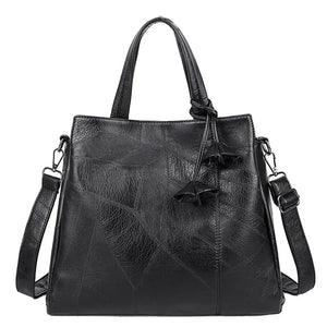 Women Tassel Pendant PU Leather Handbags Casual High-Capacity Shoulder Bags