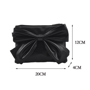 Women Underarm Bag Soft PU Leather Bow Ladies Handbags