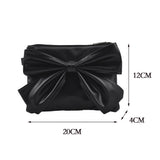 Women Underarm Bag Soft PU Leather Bow Ladies Handbags