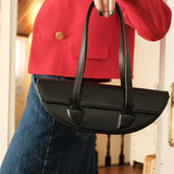 Women Underarm Bag Retro Solid Ladies Half Moon Handbags