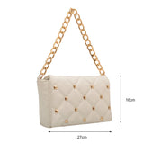 Women Rivet Metal Chain Small Top-handle Bag Casual Shoulder Bag Vintage PU Leat