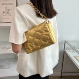 Women Rivet Metal Chain Small Top-handle Bag Casual Shoulder Bag Vintage PU Leat