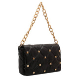 Women Rivet Metal Chain Small Top-handle Bag Casual Shoulder Bag Vintage PU Leat