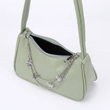 Women Underarm Bags Leather Hobos Clutch Purse Chain Zipper Closure Tote