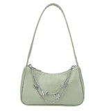Women Underarm Bags Leather Hobos Clutch Purse Chain Zipper Closure Tote