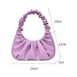 Women Underarm Bags Soft PU Leather Handbags Solid Top-Handle Bags