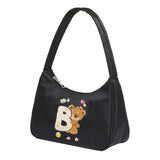 Bear Letter Print Shoulder Bag for Women Underarm Tote Purses