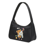 Bear Letter Print Shoulder Bag for Women Underarm Tote Purses