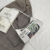 Women PU Leather Messenger Bag Creative Newspaper Letter Printing Shoulder Bag