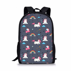 Women Unicorn Printed School Bags For Teenage Girls Shoulder Bags