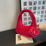 Velvet Tote Bag Large Capacity Casual Handbag Shoulder Bag