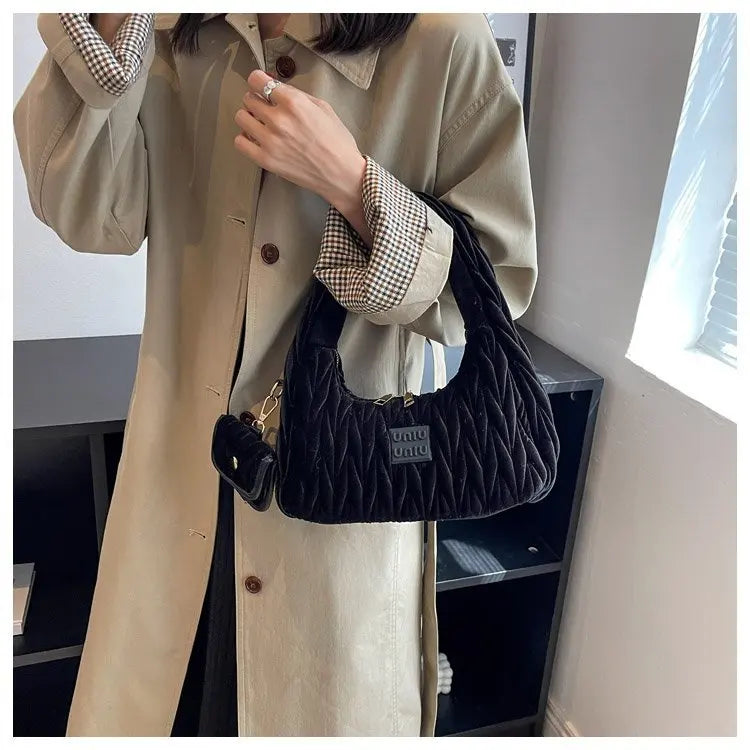 Velvet Tote Bag Large Capacity Casual Handbag Shoulder Bag