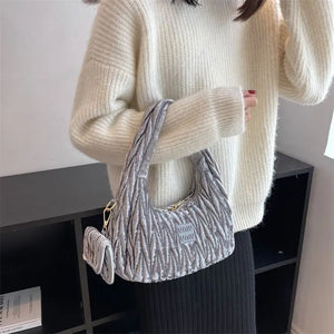 Velvet Tote Bag Large Capacity Casual Handbag Shoulder Bag