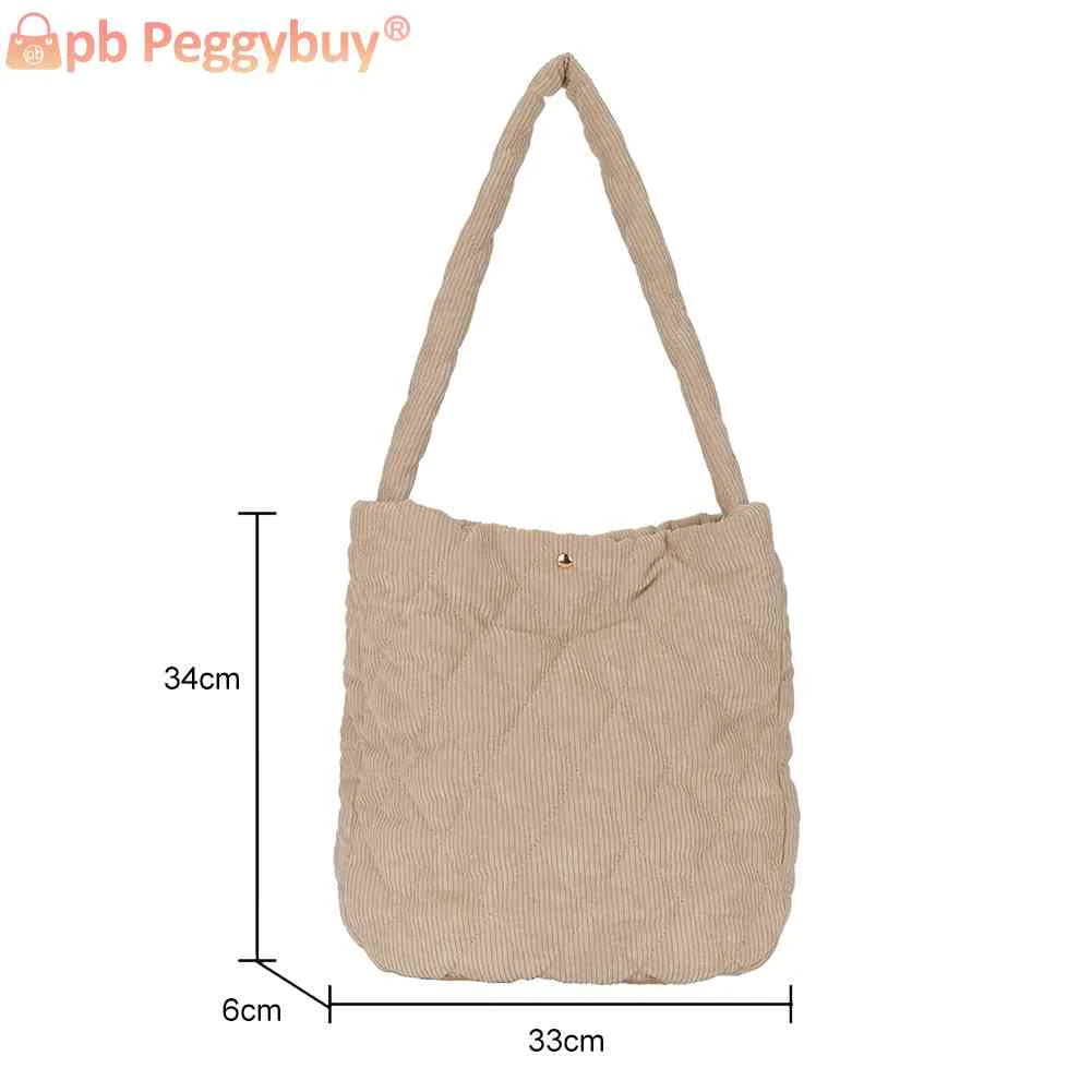 Corduroy Women's Versatile Handbag Soft Tote for Office School